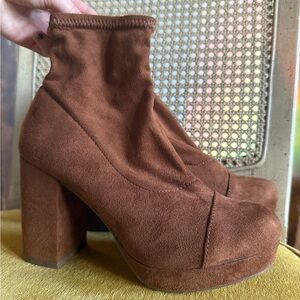sale!!! Brown Suede Women's Platform Heel Ankle Boots